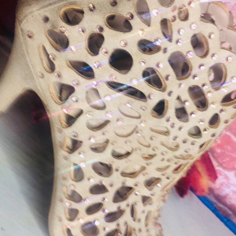 Zigi Soho Duran Caged Tan Heels with Rhinestone Embellishments - Picture 4 of 14